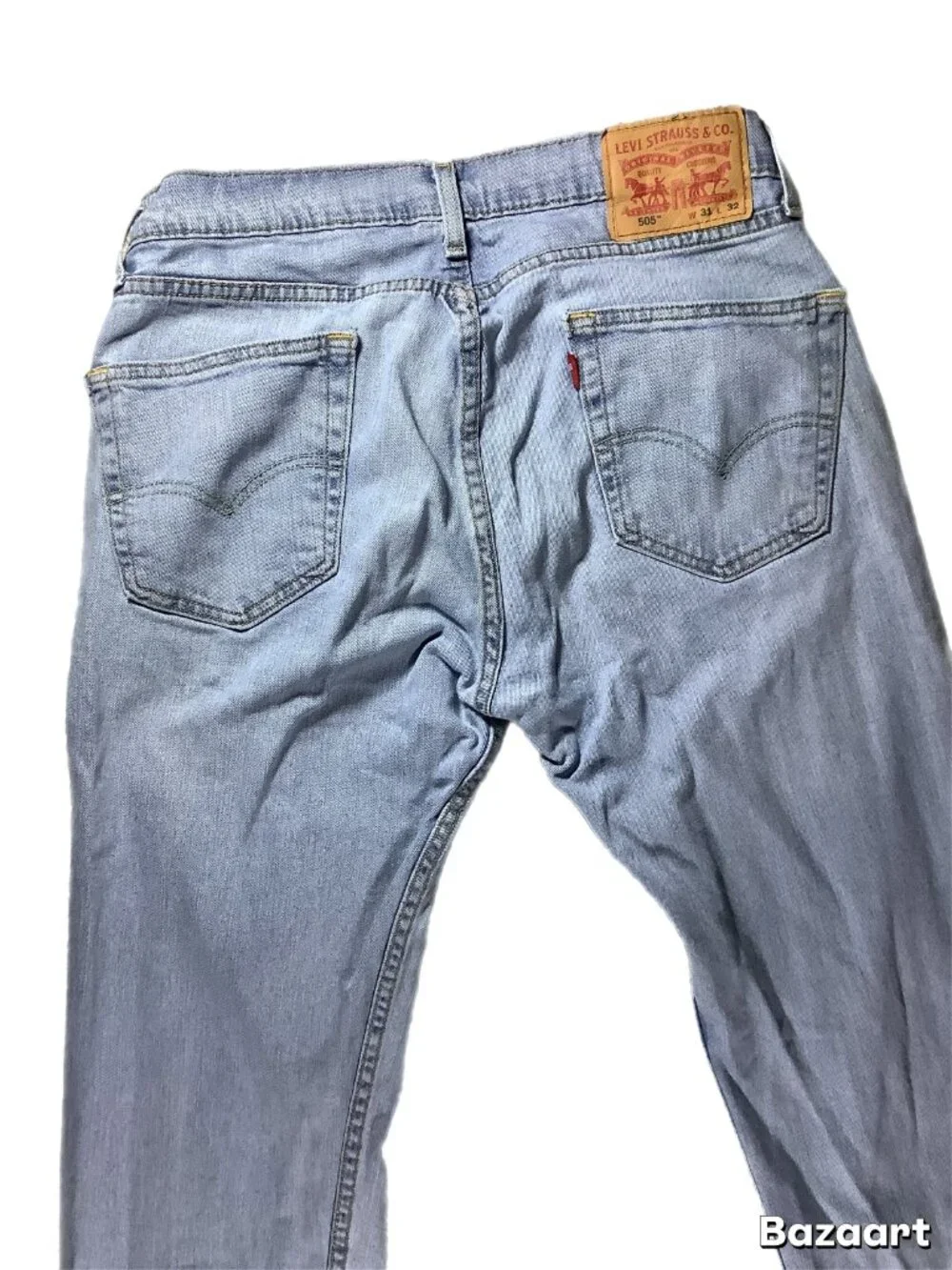 Levi's 505 Blank Tab Men's Light Wash Jeans Regular Fit Size 31x32 (285)